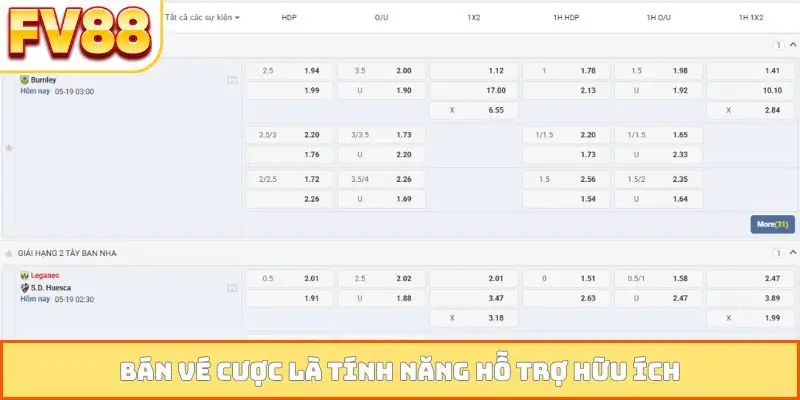 Bán vé cược là tính năng hỗ trợ hữu ích