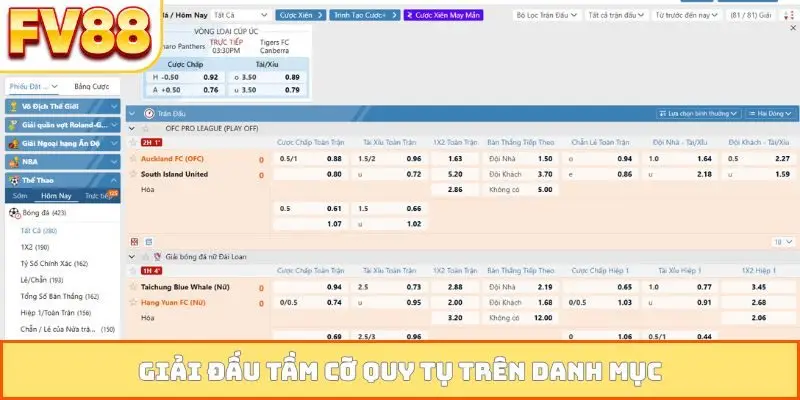 Giải đấu tầm cỡ quy tụ trên danh mục