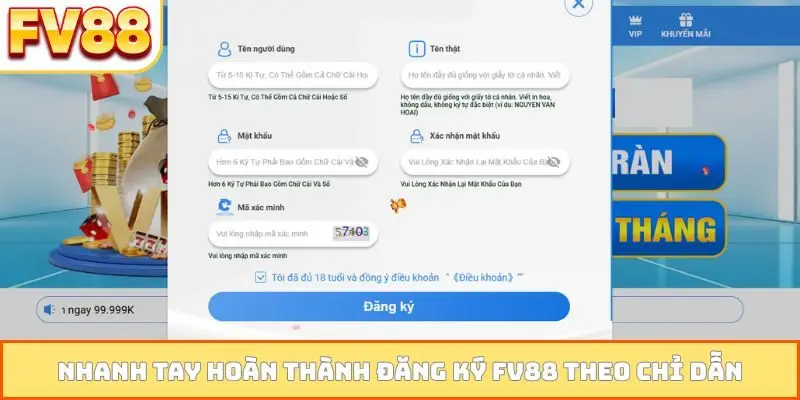 Nhanh tay hoàn thành đăng ký FV88 theo chỉ dẫn